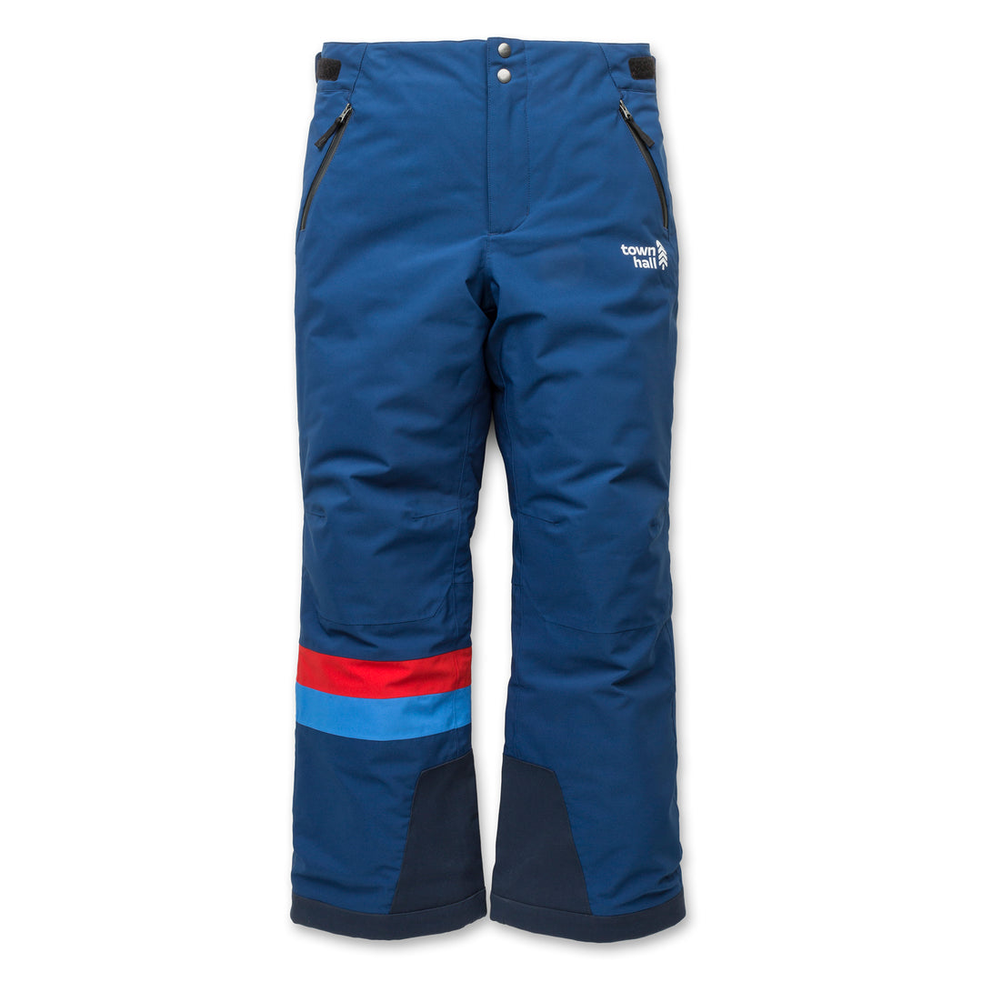 Navy blue pants on a white background.